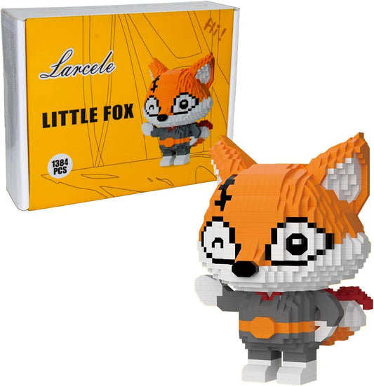 Larcele Conjunto de micro blocos de construção, mini tijolos de brinquedo de construção 3D DIY, 1384 peças KLJM-07 (Little Fox)