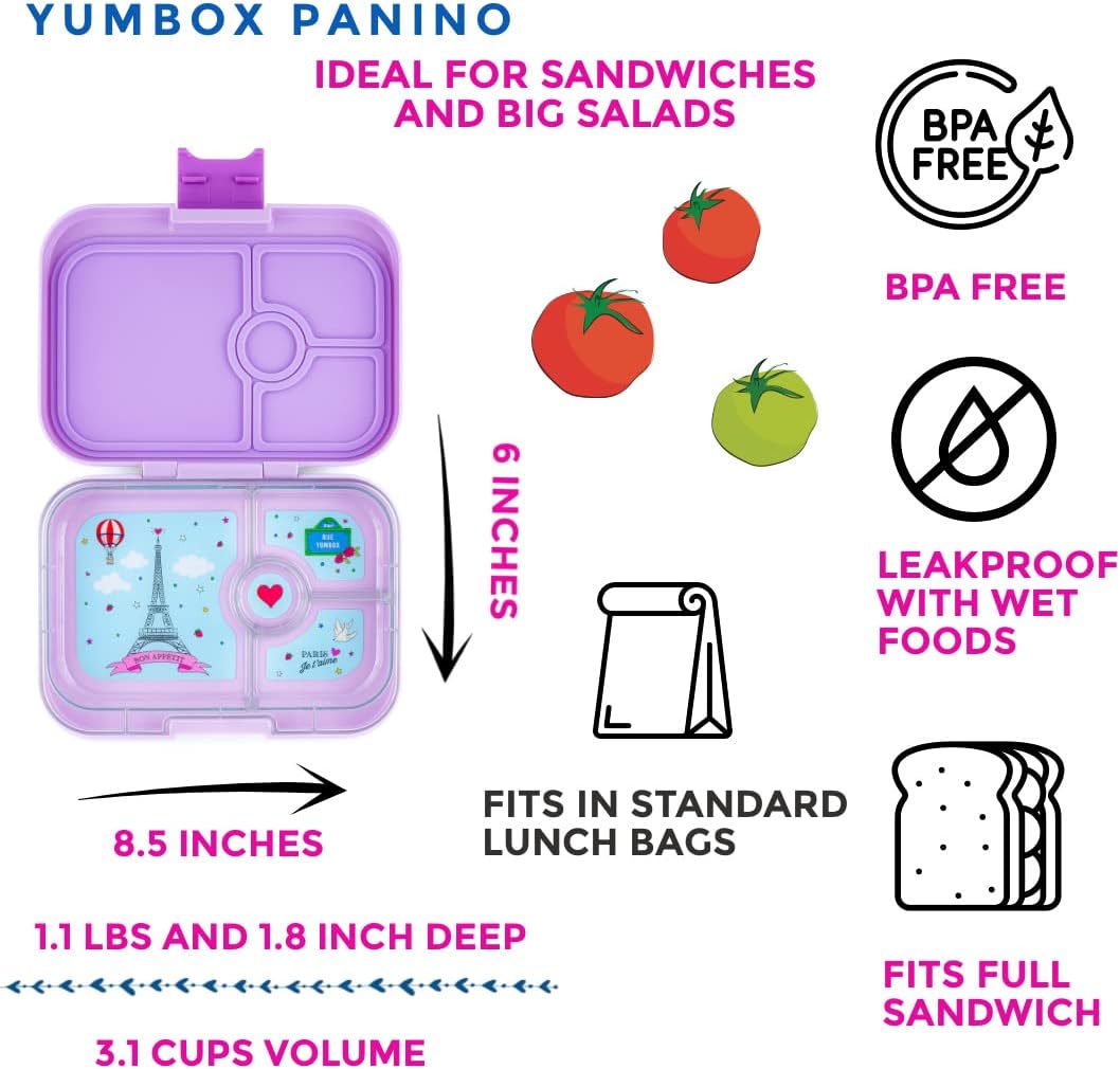 Yumbox Recipiente de lancheira Bento à prova de vazamentos Panino para crianças e adultos (azul surf (bandeja de urso polar))