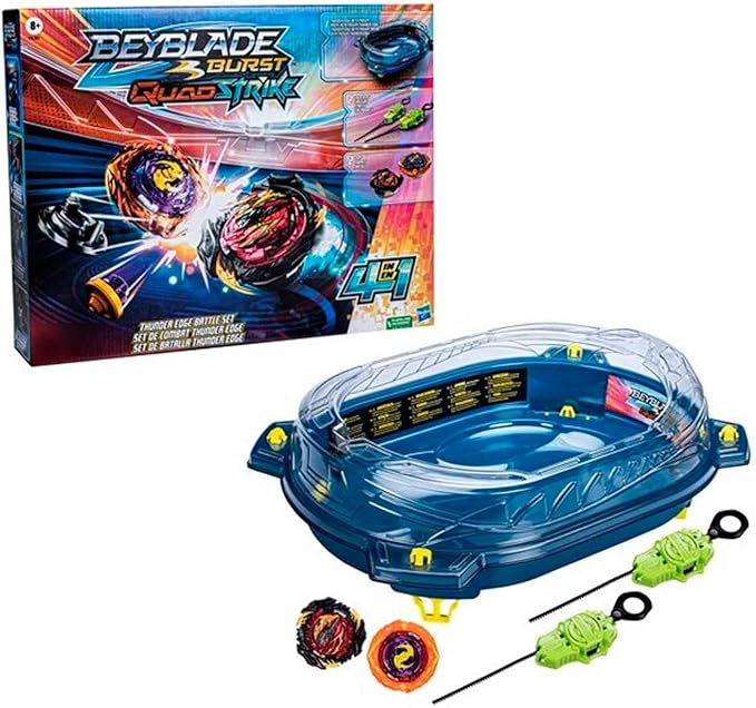 Beyblade Burst QuadStrike Thunder Edge Battle Set com Beystadium, 2 Spin Top Toys e 2 lançadores para maiores de 8 anos