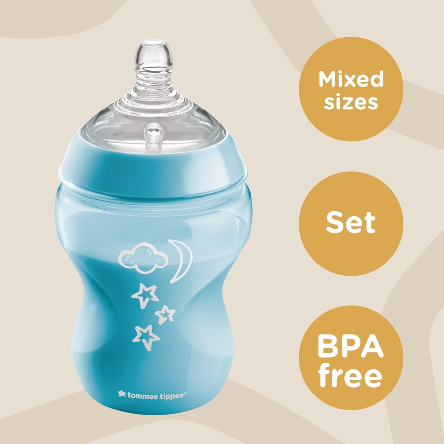 Tommee Tippee Closer to Nature Kit básico de biberón para recién nacido, tetinas similares a los senos con válvula anticólicos, tamaños mixtos, azul