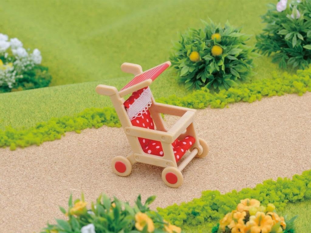 Sylvanian Families Carrinho de bebê - conjunto de casa de bonecas 4460, vermelho