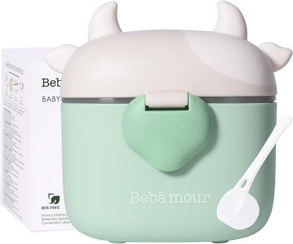 Bebamour Dispensador de leche en polvo para bebés, Dispensador de fórmulas para snacks para bebés, 230 g de leche en polvo, 450 ml, verde claro