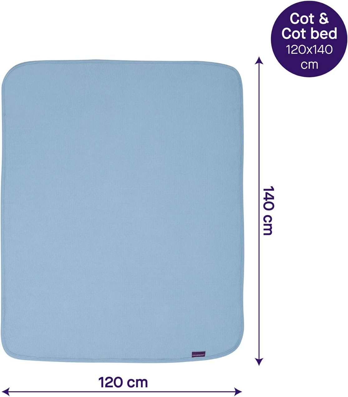 Clevamama Cobertor de algodão Wraffle Wave para bebê - Para roupa de cama de berçário, Carib, berço - 120x140 - Azul