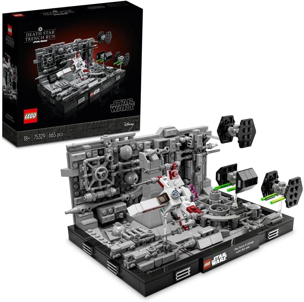 LEGO Star Wars Death Star Trench Run Diorama 75329 Kit de construção criativa para adultos; Cena colecionável construída em tijolos para exibição; Diversão ou presente de aniversário para fãs