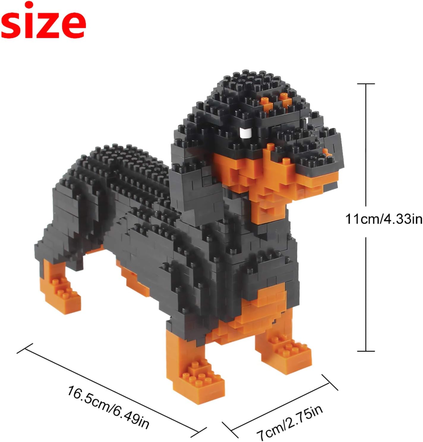 Larcele Micro Dog Building Blocks Pet Mini Building Toy Bricks, 898 peças KLJM-02 (Dachshund)