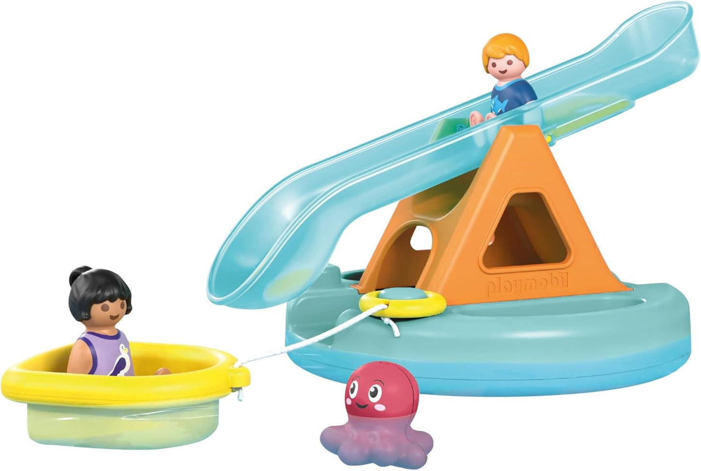 Playmobil 71687 JUNIOR AQUA: gangorra aquática com barco, incluindo doca e refúgio para animais, brinquedo sustentável feito de plástico à base de plantas, brinquedo para presente,