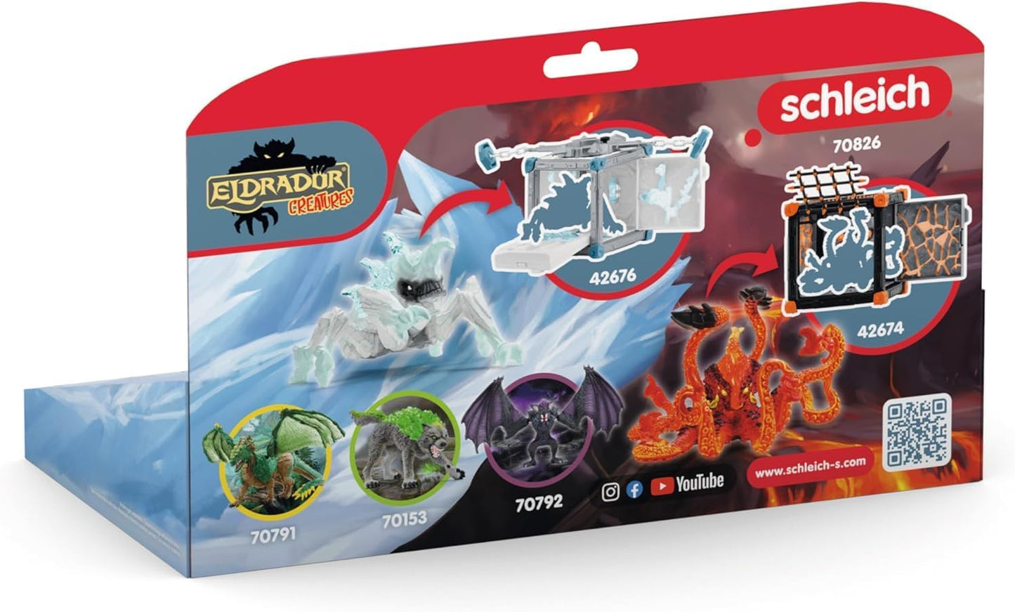 Schleich 70826 Ice Bug vs. Fire Kraken, a partir de 7 anos ELDRADOR CREATURES - Estatueta, 31 x 16 x 18 cm