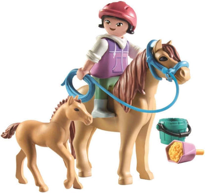 Playmobil 71498 Cavalos da Cachoeira: Criança com Pônei e Potro, brinquedo de cavalo, encenação divertida e imaginativa, conjuntos de jogos adequados para crianças de 4 anos ou mais