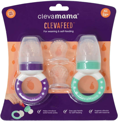 ClevaMama ClevaFeed Baby Fruit Feeder, Chupeta para Desmame e Dentição com 1 Tetina de Silicone Extra (6 meses+) - 5 g