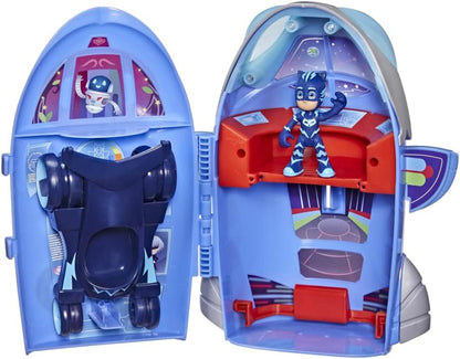 PJ Masks Playset HQ 2 em 1, sede e brinquedo pré-escolar Rocket com boneco de ação e veículo para crianças de 3 anos ou mais