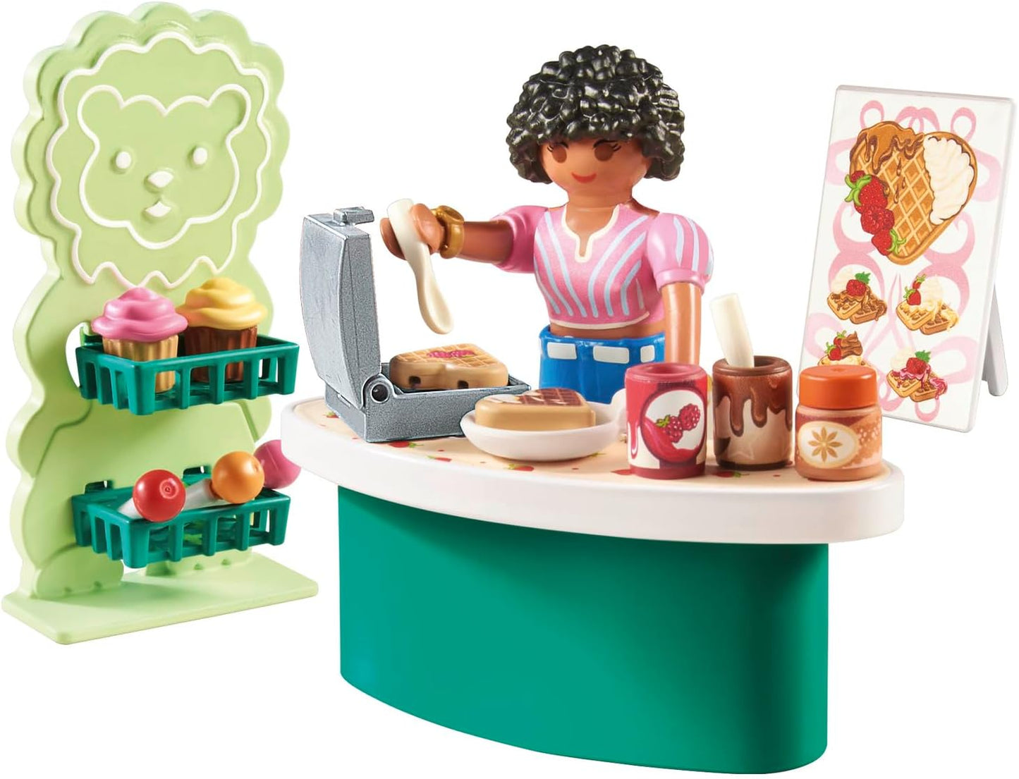 Playmobil 71540 myLife: Sweets Stand, deliciosos lanches para energia, incluindo waffles, pirulitos e doces, conjuntos de jogos detalhados adequados para crianças a partir de 5 anos