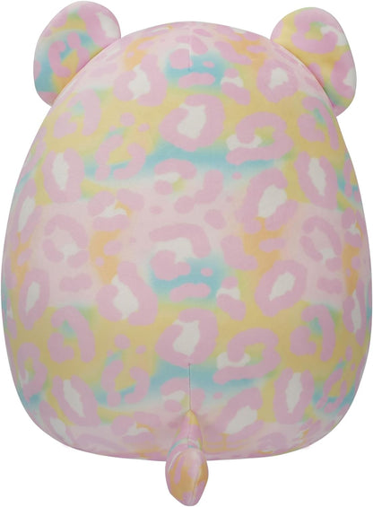 Squishmallows SQCR05426 Leopardo arco-íris Michaela de 12 polegadas com faixa de cabeça rosa, multicor