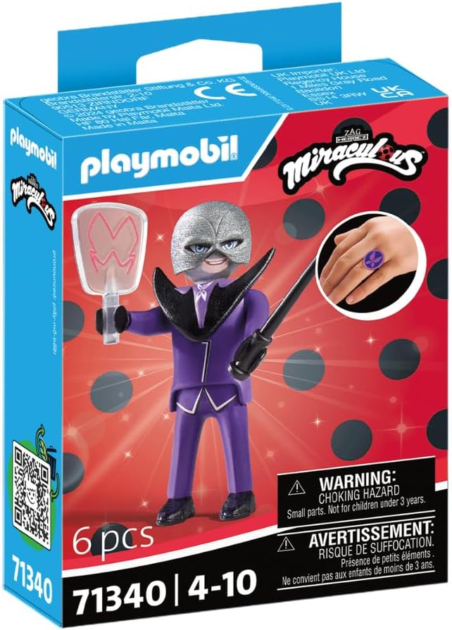 Playmobil 71340 Miraculous: Hawk Moth, Tales of Ladybug and Cat Noir, collector’s item, gifting toy and fun imaginative role-play, playsets for children ages 4+