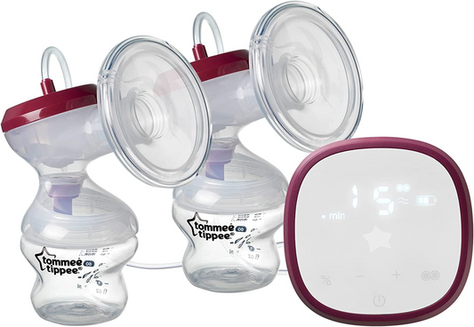 Tommee Tippee Made for MeExtractor de leche eléctrico doble, silencioso y ligero, recargable por USB, unidad portátil con modos de masaje y exprés