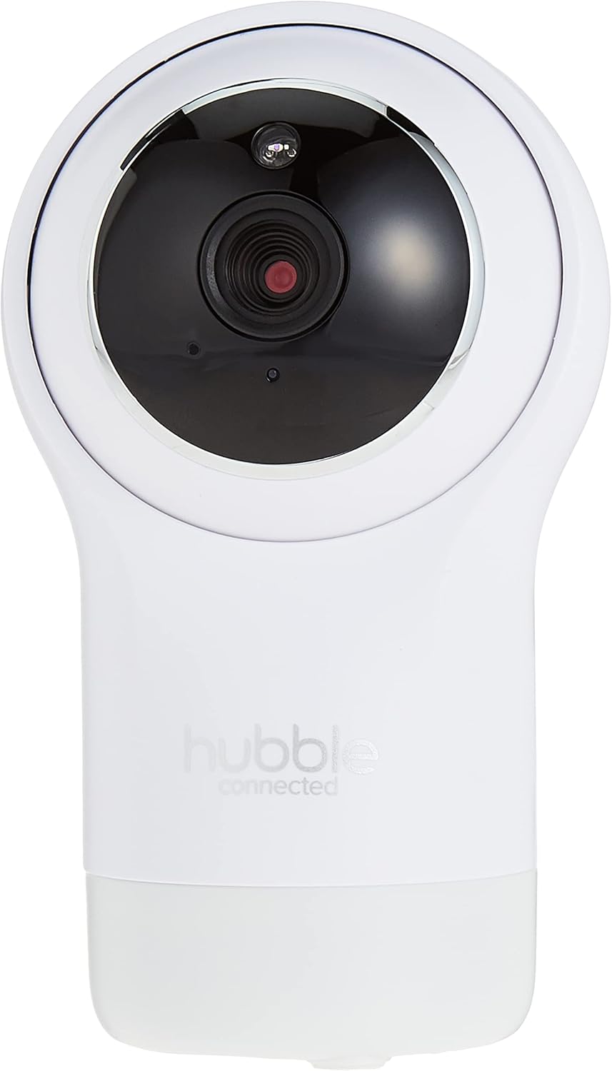 HUBBLE CONNECTED Nursery Pal Glow + monitor de bebê com vídeo de 5 polegadas com luz noturna, panorâmica, inclinação e zoom remotos, sensor de temperatura ambiente, conexão Wi-Fi privada e segura - branco