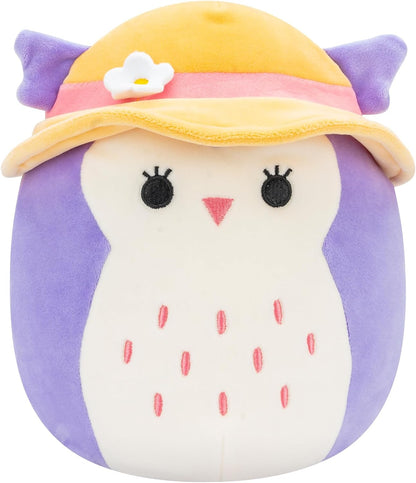 Squishmallows SQCR05400 7,5 polegadas-Holly The Purple Owl com chapéu de sol, multicor