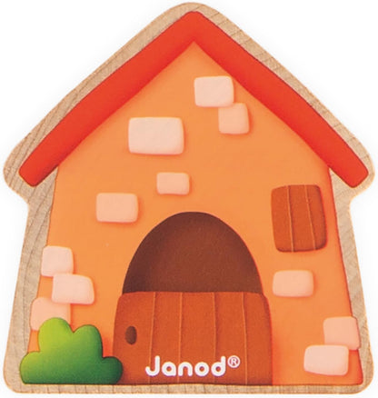 Janod - Hilo de cuentas - Tema de oveja - Juguete de aprendizaje temprano - 11 cuentas de madera + 2 asas para niños pequeños - Desarrolla la destreza - Juguete de madera FSC - 24 meses +,