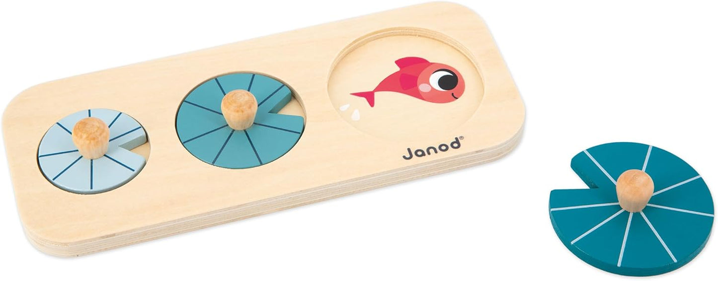 Janod - Caja de juegos para bebé de 1 año - Juguetes y rompecabezas de aprendizaje temprano para perfeccionar las habilidades motoras - Juego sensorial para bebés - Descubrimientos para recién nacidos - Caja para clasificar formas