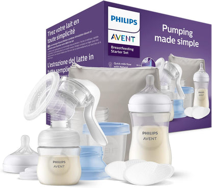 Philips Conjunto inicial de bomba tira-leite manual Avent - Bomba tira-leite manual simples sem BPA e mamadeira para leite de bebê (modelo SCF430/16)