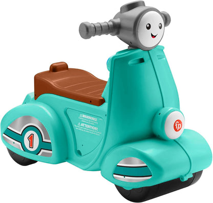 Fisher-Price Scooter de brinquedo para crianças da com conteúdo educacional de estágios inteligentes para brincadeiras de simulação, versão em vários idiomas, rir e aprender,