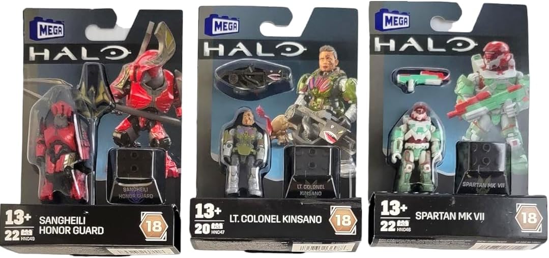 Mega Construx Halo Heroes Série 18 Conjunto completo de 5 figuras de ação montáveis do lançamento DKW59-963H