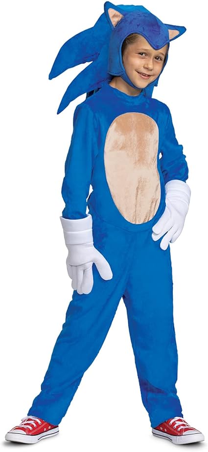 DISGUISE Fantasia infantil oficial do Sonic Deluxe da SEGA, fantasia do Sonic The Hedgehog, traje do Sonic Fancy Dress Up, fantasias do Dia Mundial do Livro para meninos M