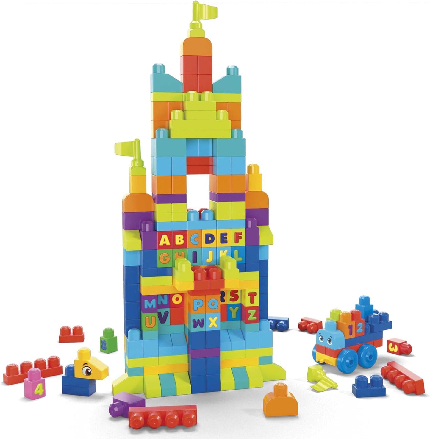 MEGA Conjunto de construção BLOKS Even Bigger Building Bag com 300 blocos grandes e coloridos e 1 bolsa de armazenamento, conjunto de brinquedos para presente para maiores de 1 ano, HHM97