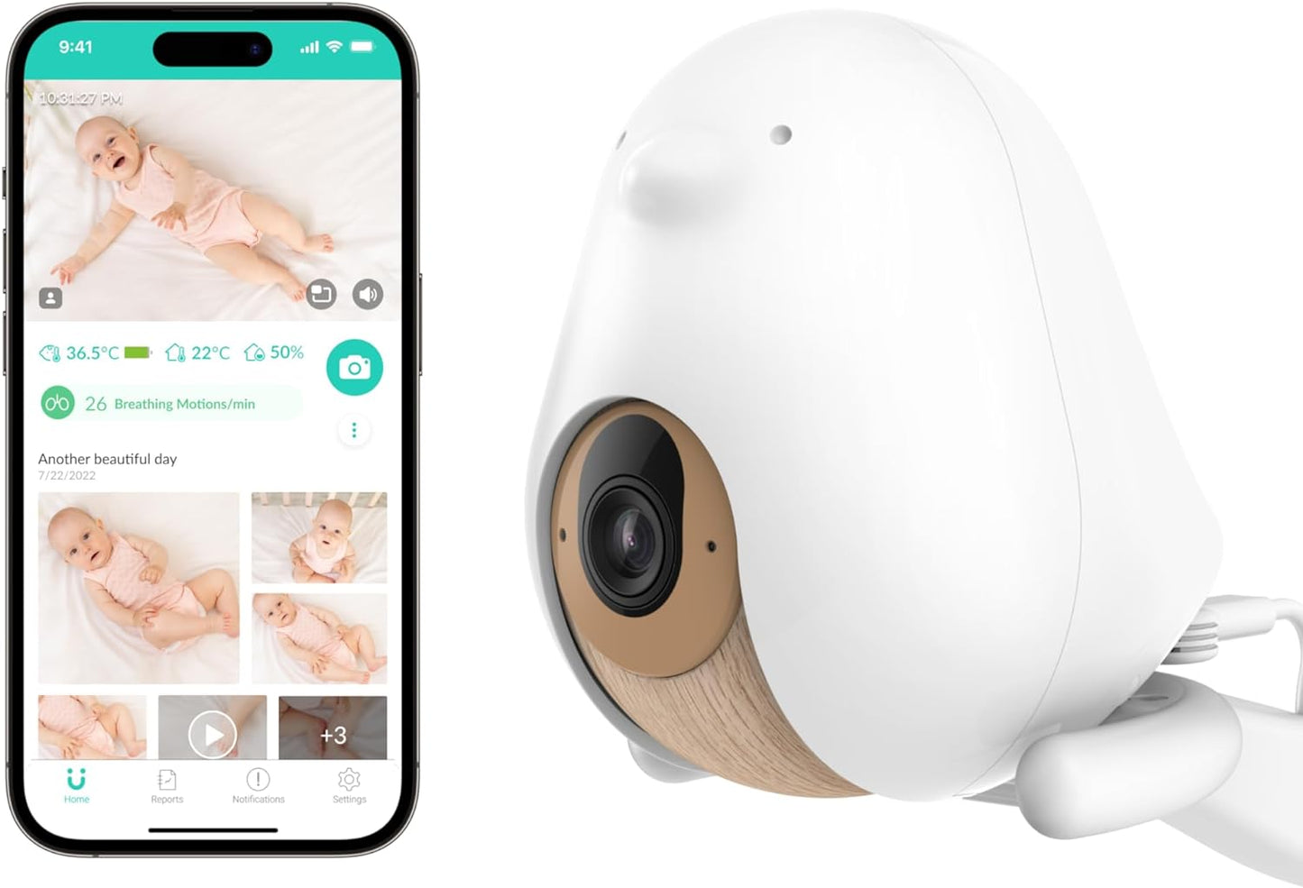 CuboAi Plus Smart Baby Monitor: Alertas de seguridad del sueño para cara cubierta, zona de peligro y análisis del sueño - Cámara de visión nocturna HD de 1080p, audio bidireccional, detección de llanto y temperatura (incluye 3 opciones de soporte)