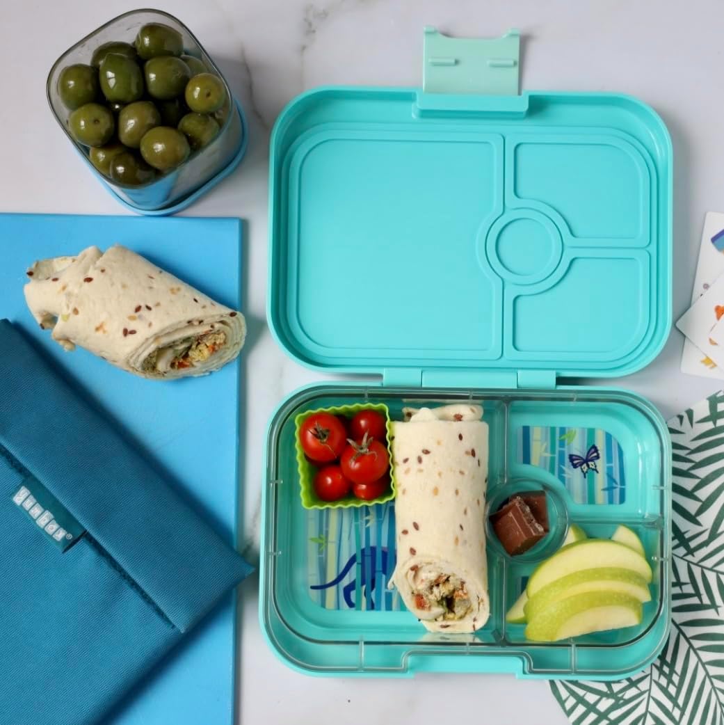 Yumbox Recipiente de lancheira Bento à prova de vazamentos Panino para crianças e adultos (azul surf (bandeja de urso polar))