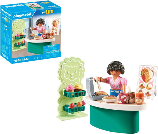 Playmobil 71540 myLife: Sweets Stand, deliciosos lanches para energia, incluindo waffles, pirulitos e doces, conjuntos de jogos detalhados adequados para crianças a partir de 5 anos