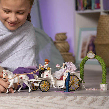 Schleich 42641 HORSE CLUB Conjunto de carruagem de casamento para maiores de 5 anos, Ocean Tides