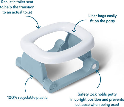 Pottiagogo | Potty de viagem premiado para crianças | Inclui 20 penicos descartáveis biodegradáveis | Fácil de usar | Mecanismo Único Perfeito para Treinamento Potty | Cinza seixo