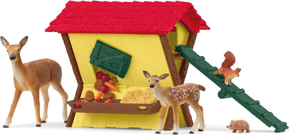 Schleich 42658 FARM WORLD Alimentando os animais da floresta Conjunto de brinquedos para maiores de 3 anos