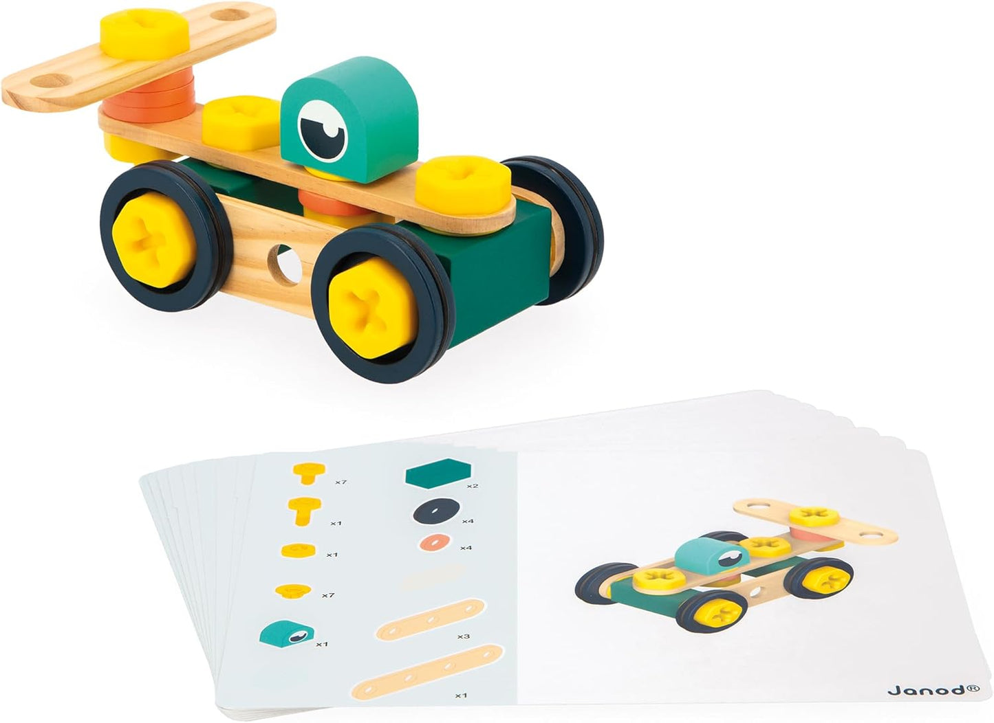 Janod - Banheira Brico'Kids de 100 peças - Jogo de construção infantil - 98 acessórios + 2 ferramentas - Brinquedo de simulação - Desenvolve destreza e criatividade - 3 anos +,