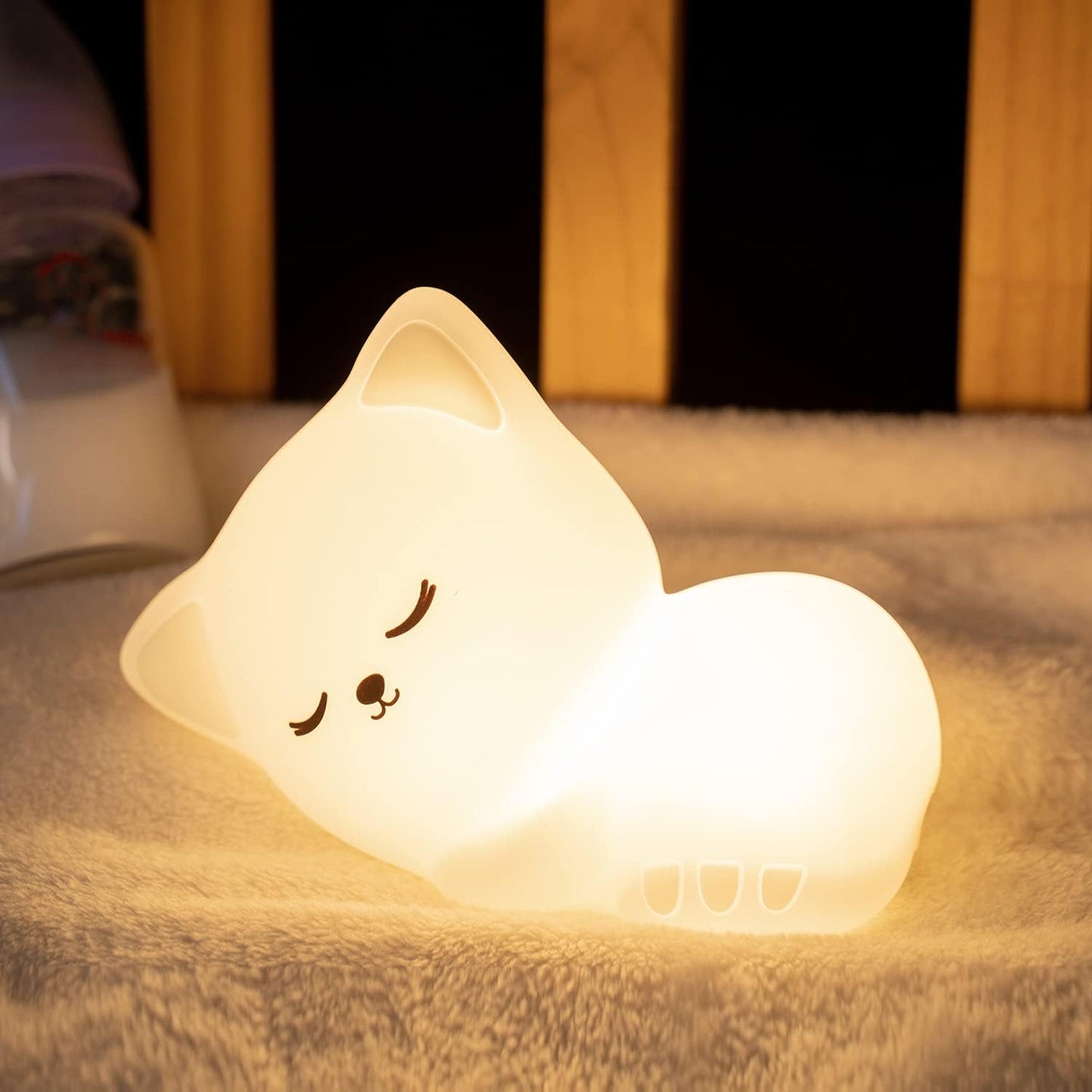 Groov-e Cuties - Sophie Kitten - Luz noturna LED que muda de cor com temporizador de 30/60 minutos - 7 cores - Toque para usar - Bateria recarregável de 12 horas ou alimentada por USB - para bebês, crianças pequenas e crianças