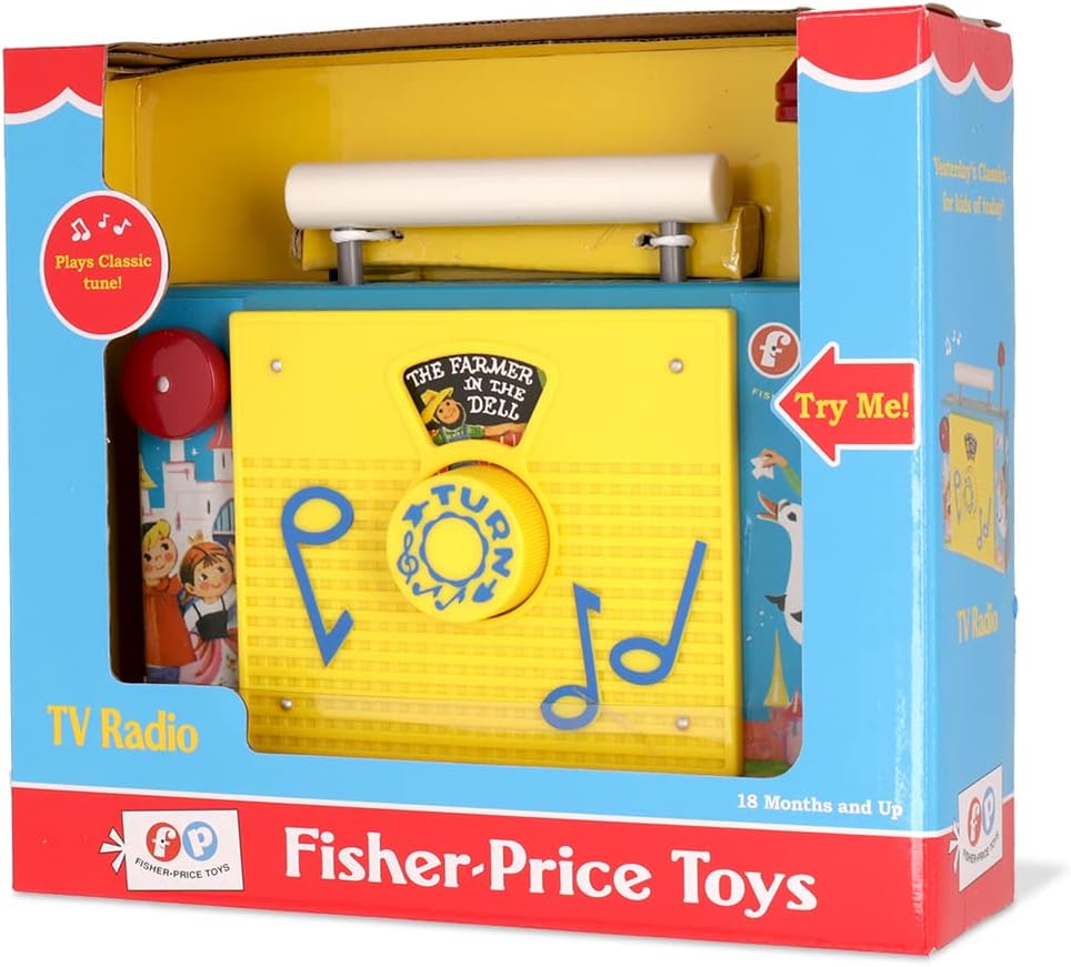 Fisher Price Clássicos | Rádio TV | Brinquedo interativo para jogos de simulação e dramatização, brinquedo pré-escolar clássico com embalagem estilo retrô, adequado para meninos e meninas com mais de 18 meses