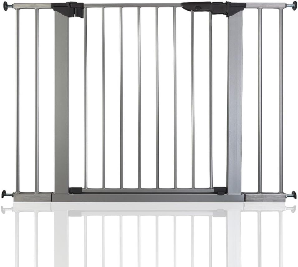 Barrera de seguridad para escaleras para bebés BabyDan Premier True Pressure Fit, plateada, todos los anchos (99 cm-106,3 cm)