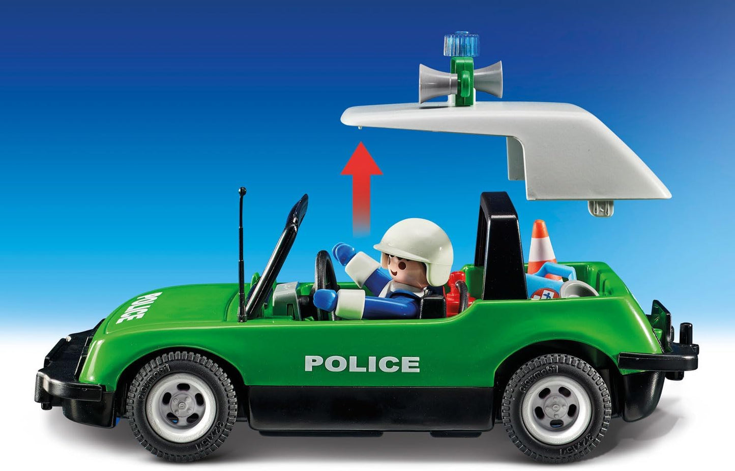 Playmobil Conjunto clássico de aniversário do carro de polícia 71591, passeios emocionantes com o icônico carro de polícia retrô dos anos 70, carro de colecionador ou conjuntos de jogos adequados para crianças a partir de 5 anos