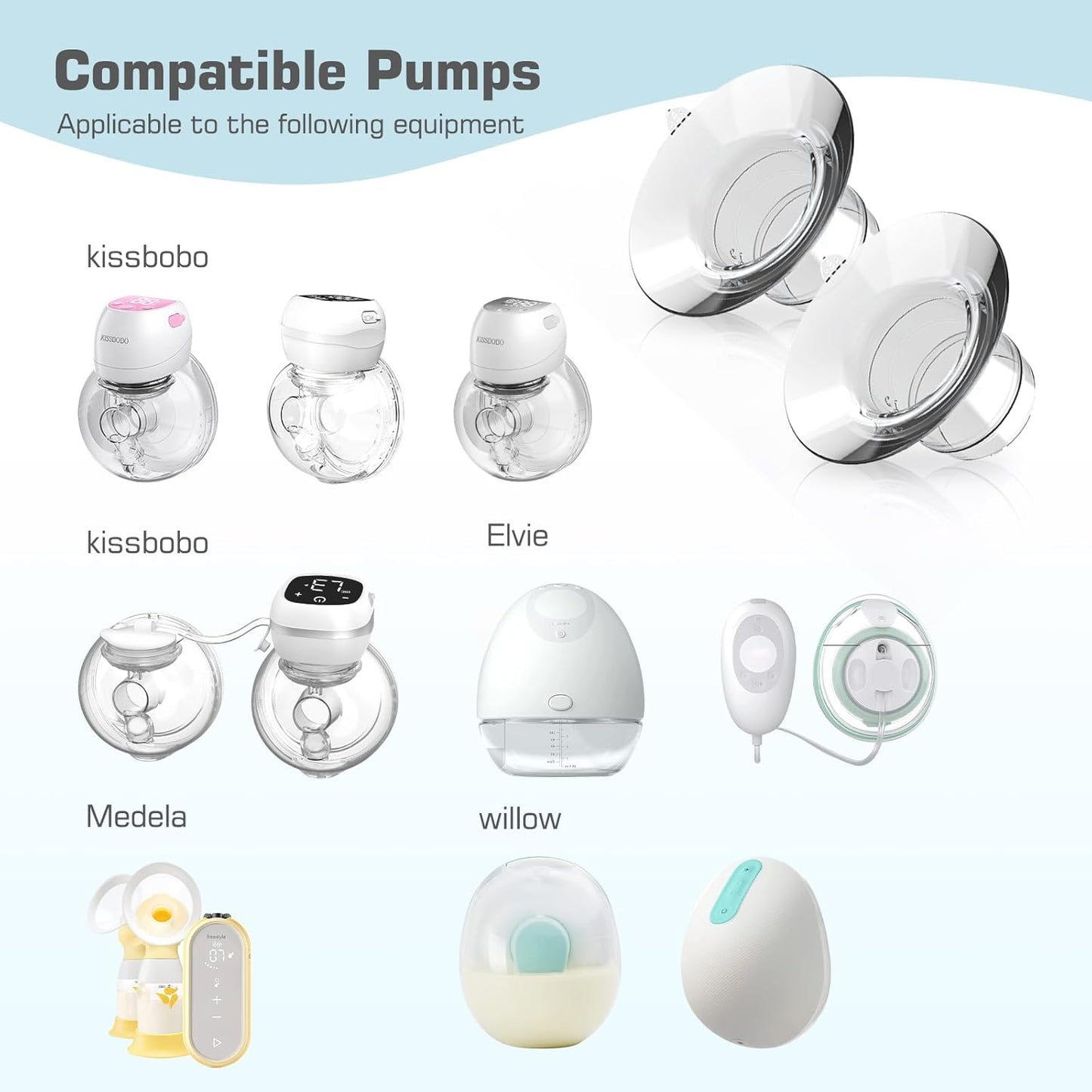 Kissbobo Inserto de brida de 21 mm, compatible con Lansinoh /momcozyS9/S10/S12/Medela/Willow/Elvie/TSRETE/Bellababy/, protectores/bridas de extractor de leche portátil, recolector de leche universal de 24 mm