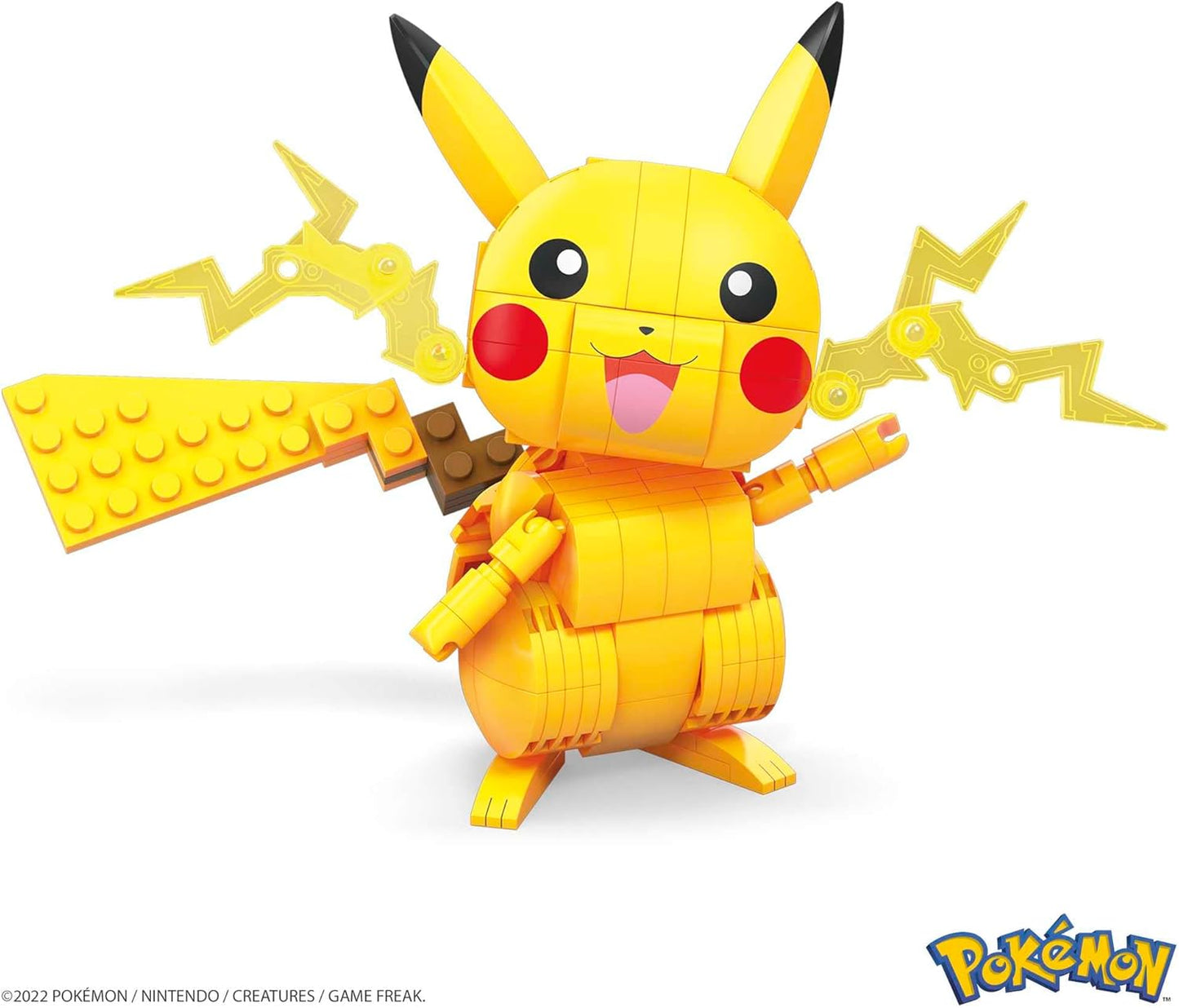 MEGA Conjunto de brinquedos de construção Pokémon Build & Show Pikachu com 211 peças, articulado e articulado, 10 cm de altura, para crianças, GMD31