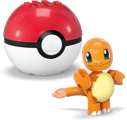 MEGA Conjunto de brinquedos de construção Pokémon Squirtle e Cubone com 45 peças, 2 personagens articulados e Pokébola, 2 polegadas de altura, para crianças, HXP15