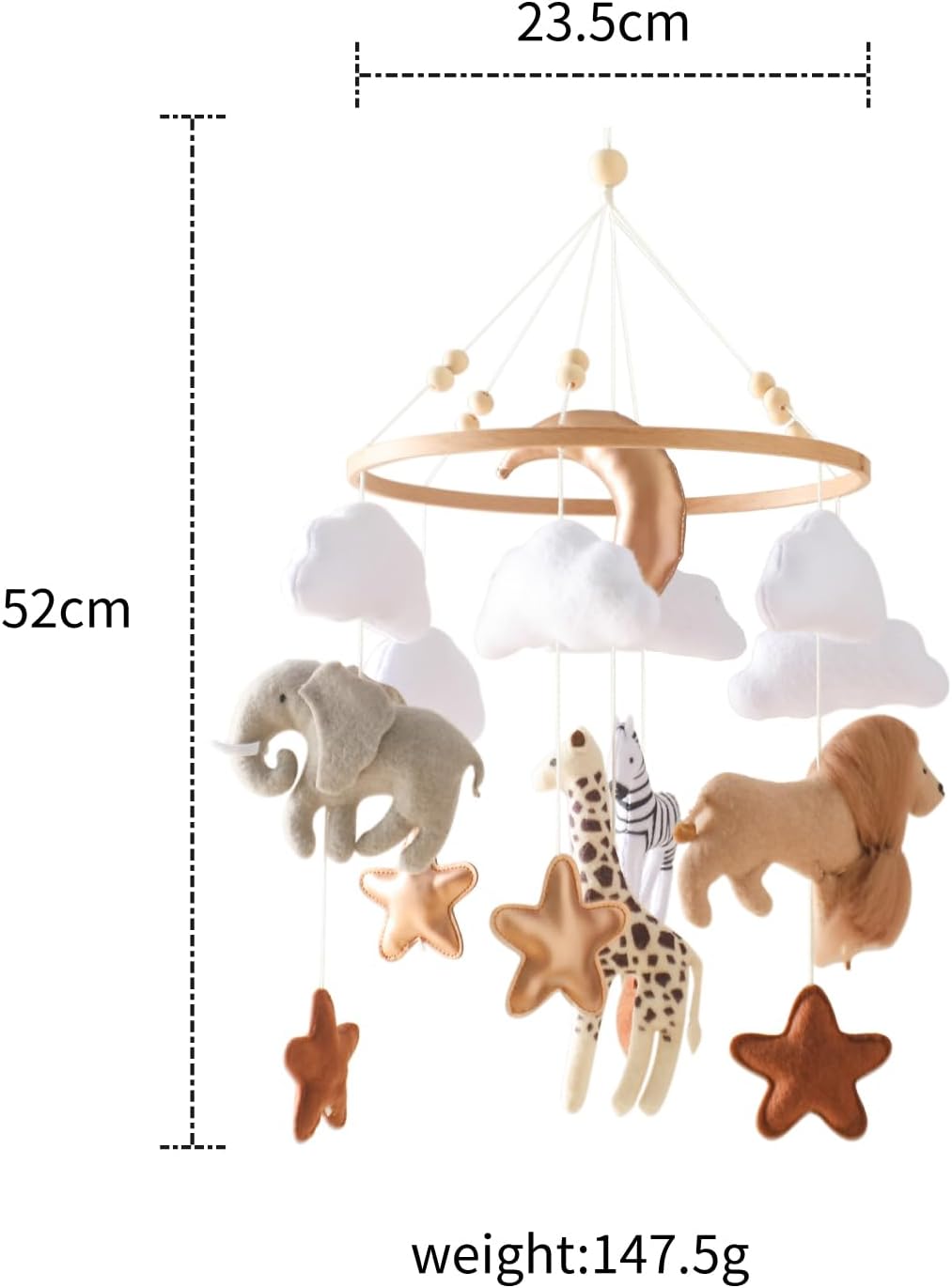 Let's Make Baby Móvil de Madera con Bolas, Campana de Cama Animal Kingdom, Campana de Viento, Móvil para niños y niñas, Regalo de decoración del hogar Fresco