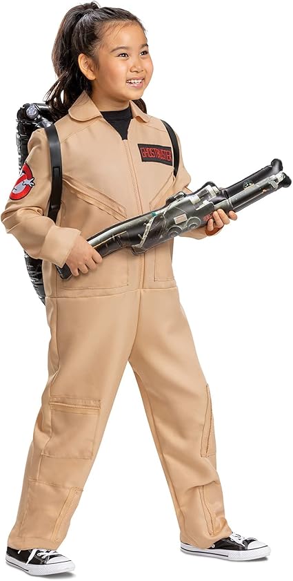 DISGUISE Fantasia infantil oficial Deluxe Ghostbusters inclui mochila Proton Pack, Ghostbusters Fancy Dress Up Ghost Buster Outfit para crianças - Tamanho 6 a 7 anos