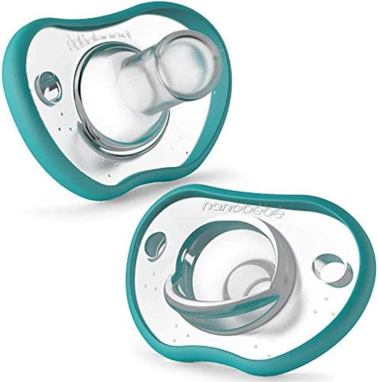 Nanobebe Chupetas para bebês de 0 a 3 meses - ortodônticas, curvas confortavelmente com contorno facial, premiadas para bebês que amamentam, 100% silicone - sem BPA