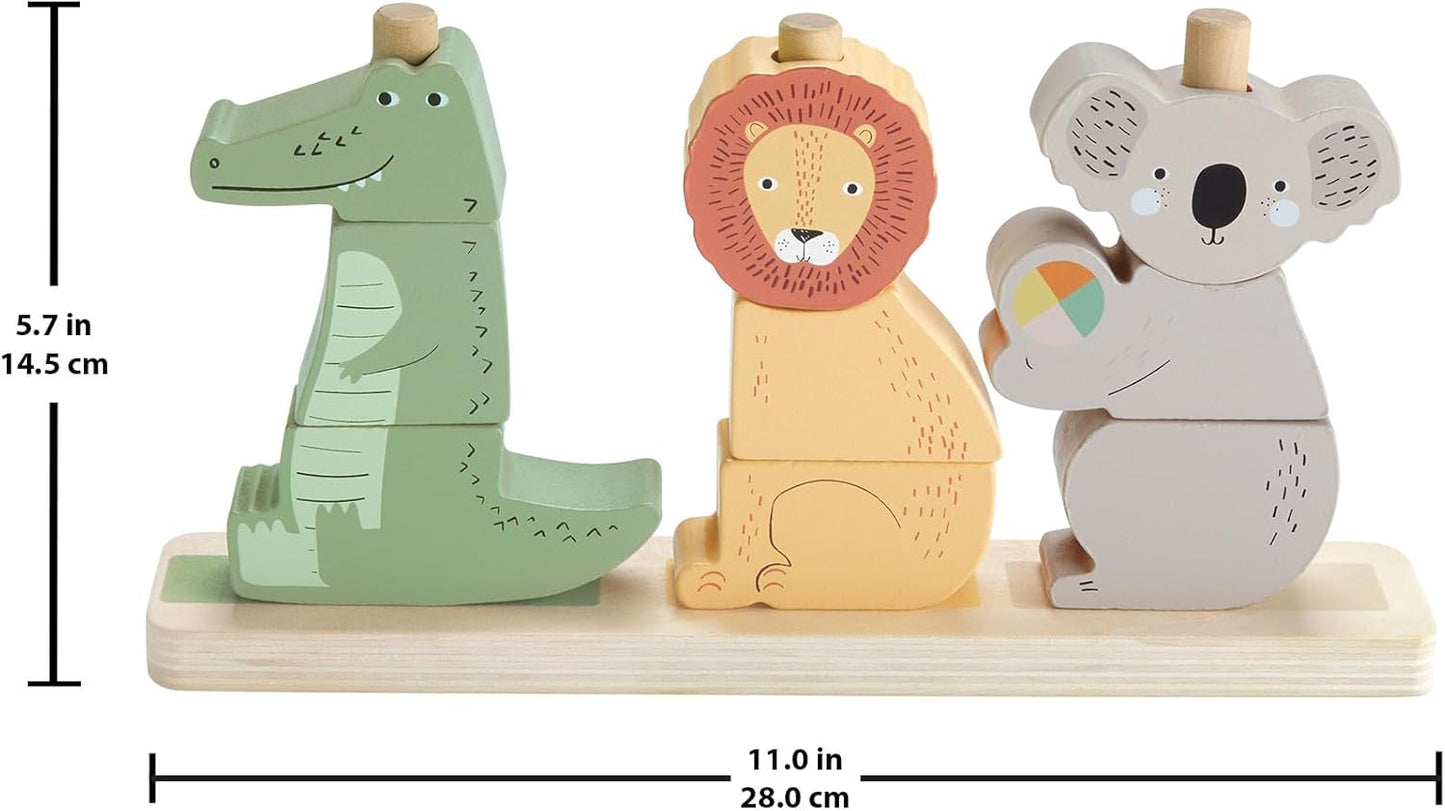 Fisher-Price Baby & Toddler Toy Wooden Stack & Sort Animals, 10 Wood Pieces for Developmental Play Ages 1+ Years,