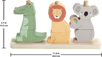 Fisher-Price Baby & Toddler Toy Wooden Stack & Sort Animals, 10 Wood Pieces for Developmental Play Ages 1+ Years,