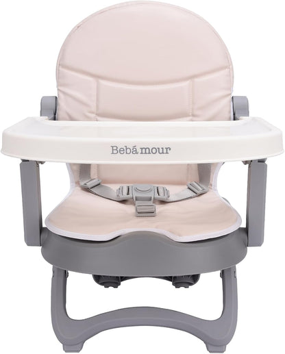 Bebamour Assento elevatório para cadeira de bebê com bandeja Sit Me Up Cadeira de bebê para comer portátil, viagem, com estofamento bege