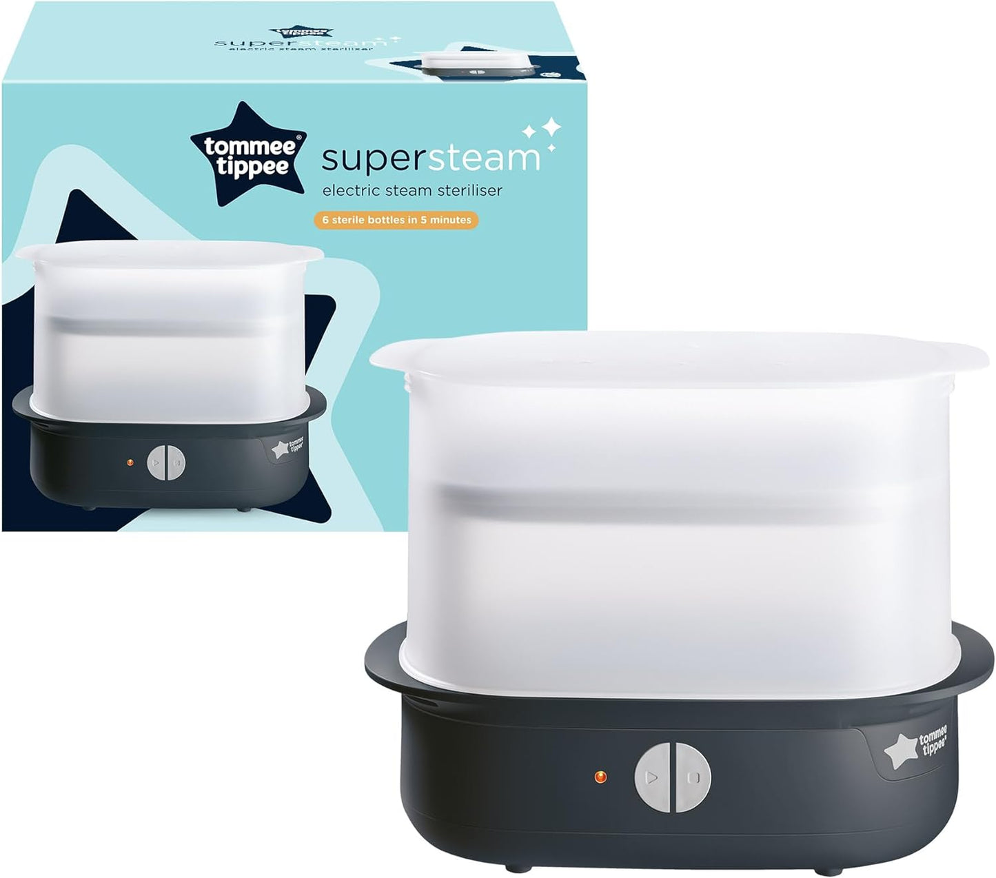 Tommee Tippee Esterilizador de vapor eléctrico avanzado para biberones, 99,9% bacterias, ciclo de esterilización de 5 minutos