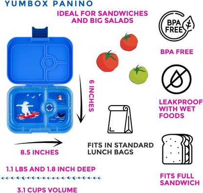 Yumbox Recipiente de lancheira Bento à prova de vazamentos Panino para crianças e adultos (azul surf (bandeja de urso polar))