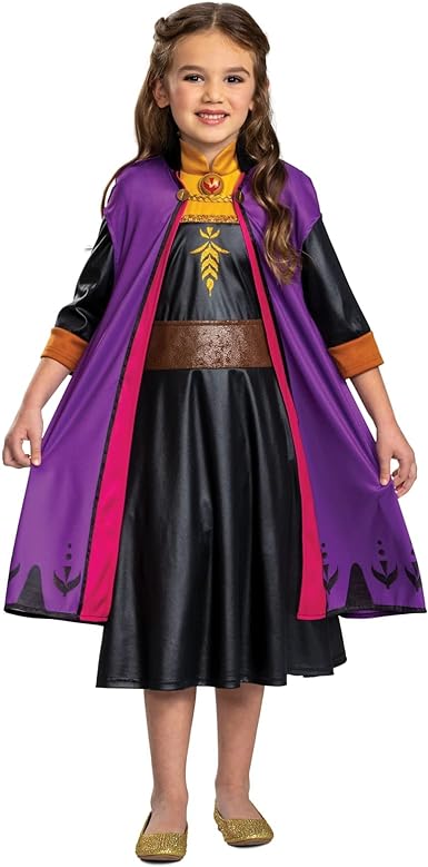 DISGUISE  Vestido clássico oficial da Disney Anna Frozen Travelling, Frozen Anna Costume Kids Dress up para meninas, aniversário, Natal, Halloween, fantasia para crianças